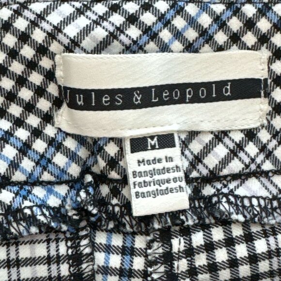 Jules & Leopold Plaid Dress Pant Black White Blue Check Pull-on Stretch Womens M - Picture 4 of 10